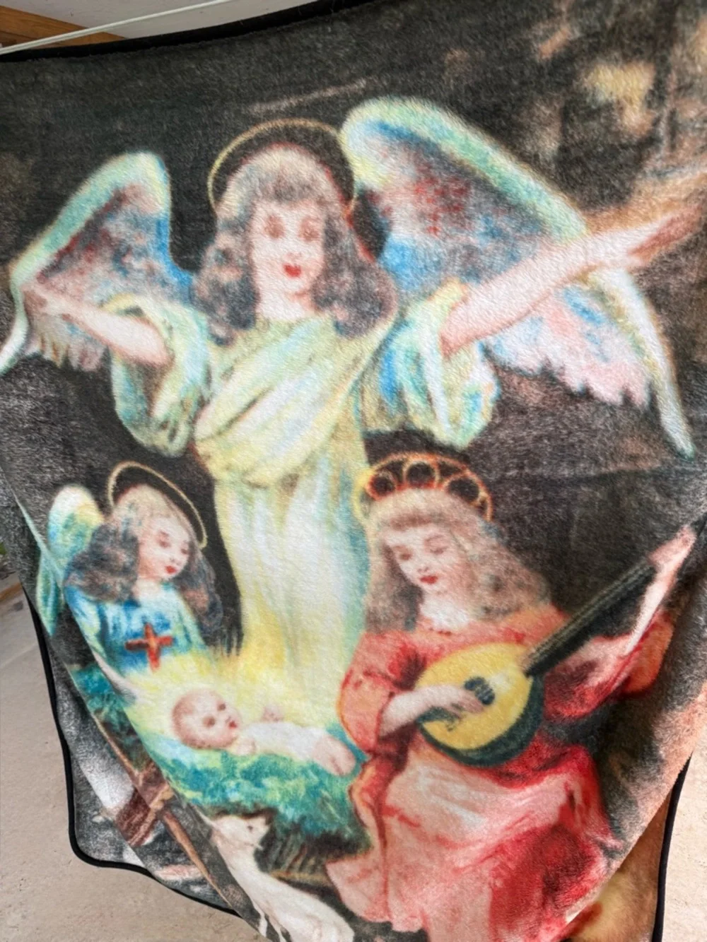 The Northwest Co Throw Blanket Nativity Angel Soft Thick Warm 57x51 in